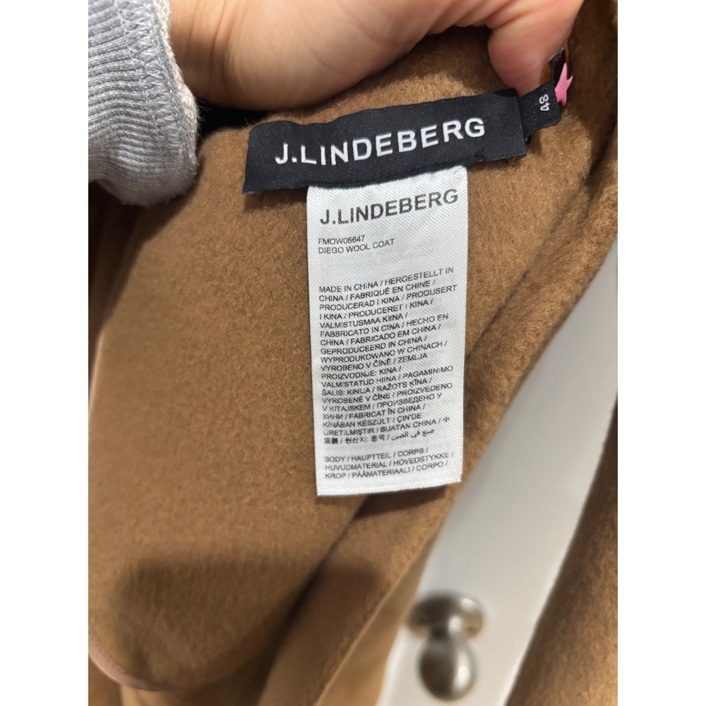 J.Lindeberg Diego Wool Coat Mens Camel Brown Overcoat‎ Size 48 - Picture 7 of 7